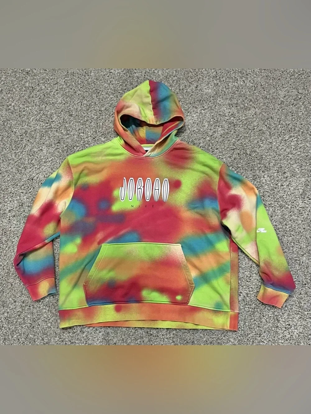 Nike Air Jordan Flight MVP Fleece Hoodie Mens 2XL Tie Dye Multicolor DV4587-252